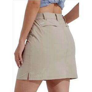 Willit Golf Skort Skirt Womens M Beige Outdoor Casual UPF 50 Quick Dry Zip Sport